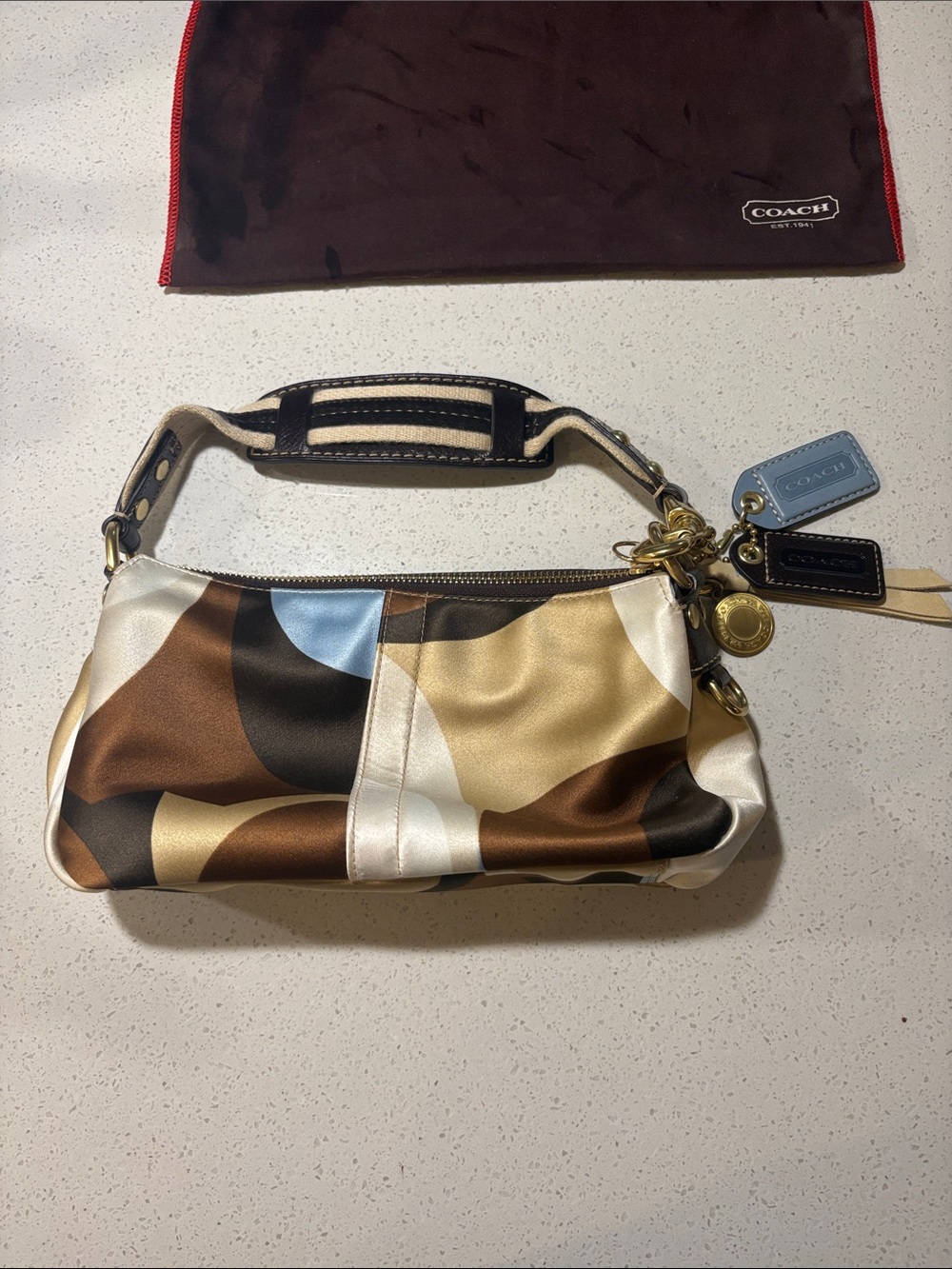 Coach Y2K Hampton Signature Scarf Print Satin Shoulder Bag